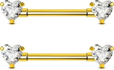 Productafbeelding van Nipple rings 14G - hart CZ - titanium - stijlvol lichaamssieraad