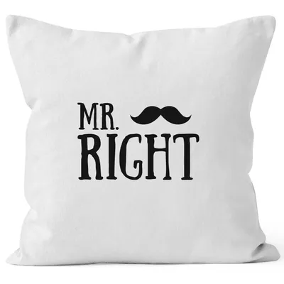 Produktbild von Kissenbezug Mr Right Kissen-Hülle Deko-Kissen 40x40 Baumwolle MoonWorks® weiß unisize