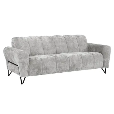 Produktbild von Sofa VOLARE - 3-Sitzer Couch - Moderner Polstersofa - Chenille Vega in Hellgrau, dekorative schwarze Metallbeine