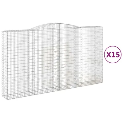 Produktbild von Gabionen mit Hochbogen 15Stk. 400x50x220/240cm Verzinktes Eisen