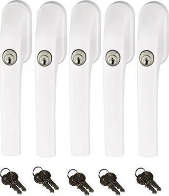 Abschließbarer Fenstergriff FG300, weiß, 5er-Set, gleichschließend