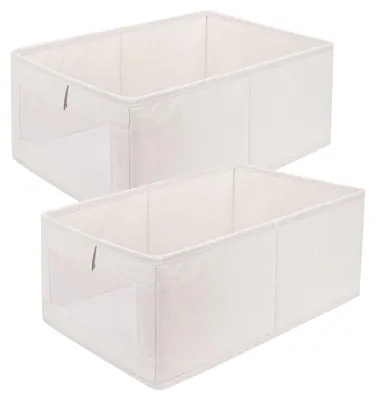 Produktbild von Aufbewahrungsbox, 2-teiliges Kleiderschrank-Organizer-Set, faltbare Aufbewahrungsbox mit transparentem Sichtfenster für Kleiderschrank, Kleidung, Bücher, Kosmetik, Spielzeug (40 x