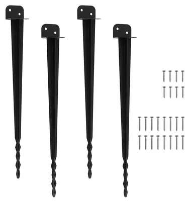 Produktbild von Eikuavons 4x L-Pfostenträger 700 mm zum Einschlagen, 60 mm Gabelbreite, schwarze Einschlaghülse aus Eisen, stabiler Pfostenanker für Holzpfosten, Gartenzaun, Pergola, Pavillon & Holzschuppen