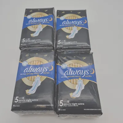 Produktbild von Always Ultra Damenbinden Hygieneartikel Secure Night Größe 5 Flügel 64 Stück Komfort Schutzkomfort Sicherheit für Damen