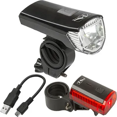 Obrázek produktu pro M-Wave Atlas K 11, Zadní + přední světlo (sada), Černá, LED, Červená/bílá, 70 lm, Baterie