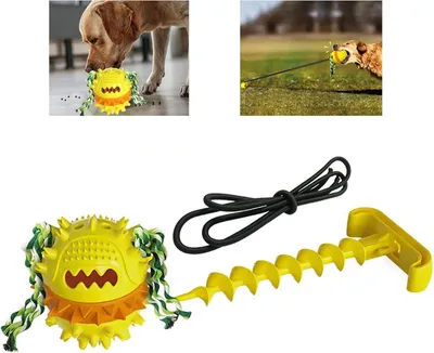 Produktbild von Hundespielzeug mit Griffrasen, interaktiv und quietschend, unzerstörbares Kauspielzeug mit Mahlzahnballreinigung für mittelgroße und große Hunde