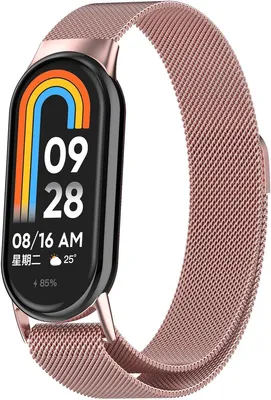 Produktbild von FFO2World Milanaise-Armband aus Edelstahl mit Magnetverschluss – Kompatibel mit Xiaomi Smart Band 10/9/8 – Edelstahlnetzband, Rosa