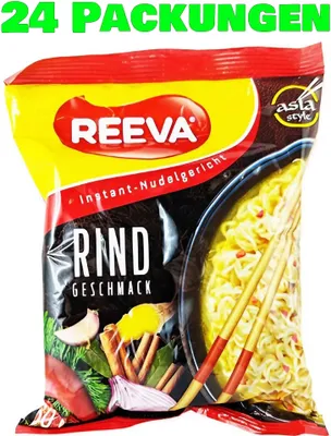 Produktbild von Reeva Instant Noodles Rind asiatischer Art 24er Pack (24 x 60g) Instant Nudeln