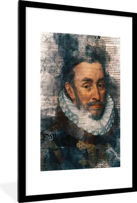 Produktbild von MuchoWow® MuchoWow® Gerahmtes Poster Wilhelm von Oranien - Adriaen Thomasz - Zeitungsartikel 60x90 cm - Poster mit zchwarzem Bilderrahmen - Dekoration - Wandposter Wohnzimmer - Hochwertig