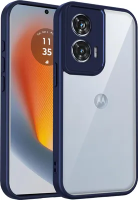 Immagine prodotto di Custodia per Motorola Moto G04/G04s/G24/E14 cover posteriore trasparente con cornice in TPU, antiurto Blu
