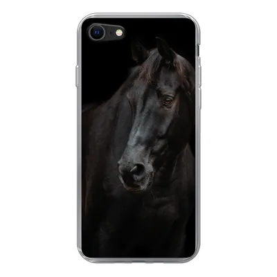 Produktbild von MuchoWow® Handyhülle Schutzhülle Hülle für iPhone SE 2022 Pferd - Leicht - Schwarz Silikon Softcase Handy Hülle - Schutzhülle