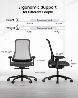 Produktbild von Ergonomischer Bürostuhl - Bürostuhl - Computerstuhl - Schreibtischstuhl - Schreibtischstuhl für Studenten