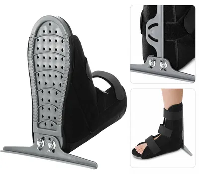 Produktbild von Verstellbare Sprunggelenk Bandage, atmungsaktive Fußorthese mit Aluminiumstützen, offene Zehen Knöchelstütze für Alltag und Reha