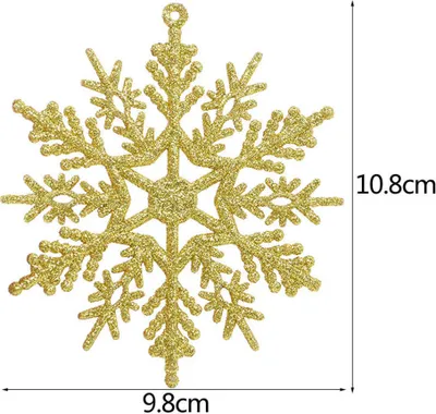 Produktbild von 6 Stücke 10 cm DIY Künstliche Glitzer Schneeflocke Hängende Ornamente Weihnachtsbaum Nachbildung