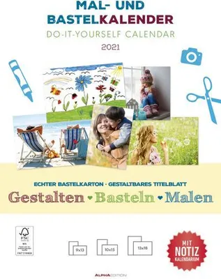 Produktbild von Mal- und Bastelkalender 2021 mit Platz für Notizen - weiß - Do it yourself calendar A4 - datiert - Foto-Kalender - Alpha Edition