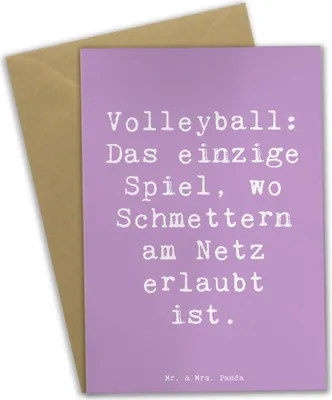 Produktbild von Mr. & Mrs. Panda babykarte Spruch Volleyball Schmettern - Lavendeltraum - Geschenk, Agilität, Sportler, Schmetterball, hochzeitskarten, Sportart, osterkarte, Geschenke