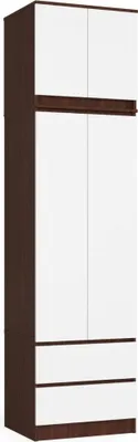 Obrázek produktu pro Šatní skříň s nástavcem 60 cm WREN - wenge / bílá