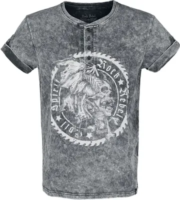 Produktbild von Rock Rebel by EMP Herren graues T-Shirt in Vintage Optik und Knopfleiste 4XL