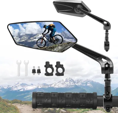 Produktbild von Rückspiegel für Fahrräder – Verstellbare Spiegel – Für sicheres Radfahren – 360 Grad verstellbar – 2 Stück – Schwarz