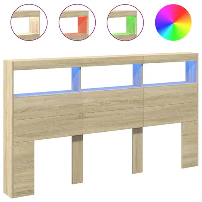 Produktbild von vidaXL LED-Kopfteil mit Ablagen Sonoma-Eiche 180x17x102 cm