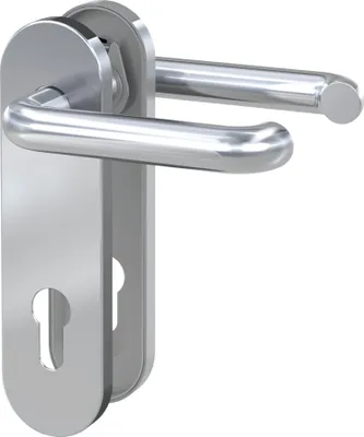 Produktbild von BASI - Kurzschild-Drücker-Garnitur - ZB 3800 - Edelstahl - Lochung: Profilzylinder - 7304-0208
