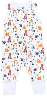 Produktbild von TupTam Sommer Schlafsack mit Füßen 0.5 TOG  e Materialien, Farbe: Waldtiere Eule Bär Reh Fuchs, Größe: 68-74