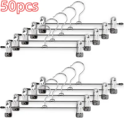 Produktbild von 50 Stück Kleiderbügel Clip,Klammerbügel Metall,Anti-Rutsch Hosenbügel Metall Kleiderbügel Rockbügel