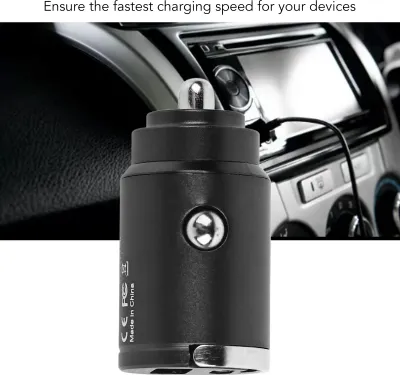 Zdjęcie produktu dla Mini ładowarka samochodowa Dual Ports PD30W QC3.0 Szybko ładujący adapter USB ze stopu aluminium do pojazdów