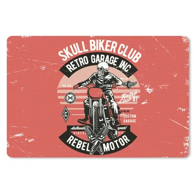 Produktbild von MuchoWow® Schreibtischunterlage Motorrad - Skelett - Kleidung - Retro 60x40 cm - XXL Mauspad - Großes Mauspad