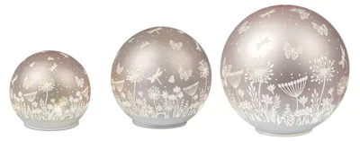 Produktbild von 3er Set LED Kugellampen Blumenwiese Pastell 12 + 15 + 20cm mit Timer Formano F26