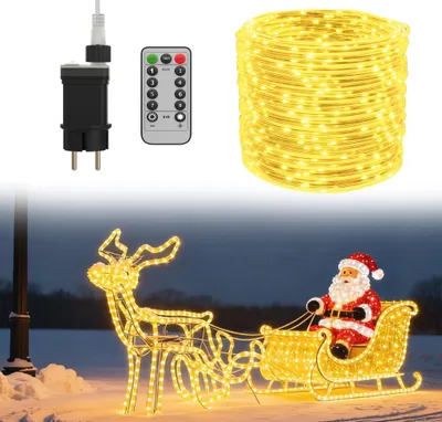 Produktbild von YARDIN LED Lichterschlauch,Strombetrieben Lichterkette mit Fernbedienung & Timer,Leuchtschlauch mit 8 Modi für Weihnachten Party Hochzeit,80M Warmweiß