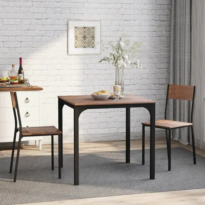 Produktbild von Sitzgruppe Esszimmergruppe Esstisch mit 2 Stühlen für Balkon & Esszimmer & Wohnzimmer Vintagebraun
