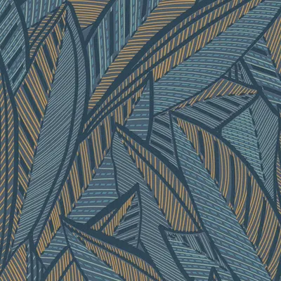 Produktbild von Profhome 399335-GU Grafik Tapete Floral schimmernd blau grün gelb 5,33 m2