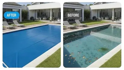 Image de Couverture solaire pour piscine, dimensions 400 x 200 cm, épaisseur 184 g/m², couverture chauffante à bulles, film résistant aux UV, tailles personnalisables