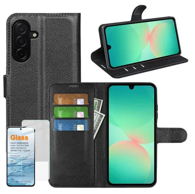 Produktbild von Handy Hülle Schutzglas Set Samsung Galaxy A27 5G Klapphülle Wallet + 9H Glas