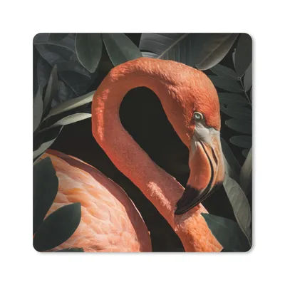 Produktbild von MuchoWow® Mauspad Mousepad Flamingo - Blätter - Porträt - Botanisch 30x30 cm - Mousepads - Maus Mat - Pad - Mausunterlage - Gaming