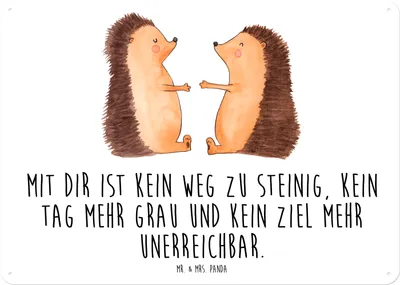 Produktbild von Mr. & Mrs. Panda tafel Igel Liebe DIN A5 - Weiß - Geschenk, Hochzeitstag, Schild, Freundin, wandtafel, Blechschild, Magnetschild, Wandbild, Hochzeit