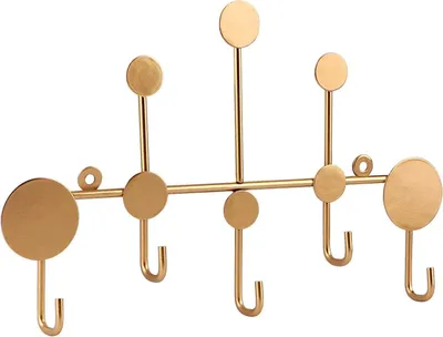 Produktbild von Kleiderhaken Wandmontage – Metallgarderobe mit 5 Haken, goldfarben, für Kleidung & Schlüssel