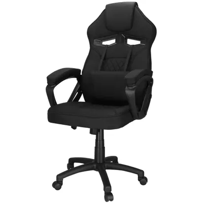 Produktbild von Springos® Gaming-Stuhl Bürostuhl drehbar ergonomisch höhenverstellbar Stoffbezug schwarz bis 150 kg mit Lendenkissen