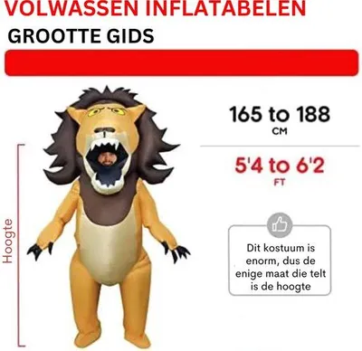 Produktbild von Famanu Verkleidungsanzug Aufblasbares Löwenkostüm - Riesiger Mund