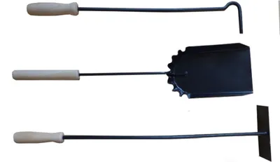Immagine prodotto di Set caminetto 3 pezzi manico in legno 70cm Set caminetto poker 50cm nero