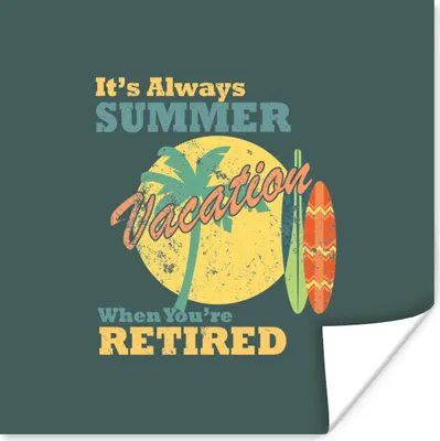 Produktbild von MuchoWow® Poster Vintage - Surfbrett - Palme 30x30 cm - Wandposter - Printing