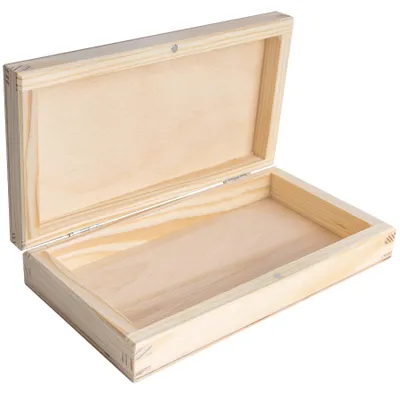 Obrázek produktu pro Creative Deco tužka box peníze box dřevěná krabice dřevěná krabice s víkem | 18 x 10 x 3,5 cm | skladovací box šperky box peníze box dárková krabice peníze obálka