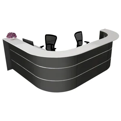 Produktbild von Kerkmann Empfangstheke BARI L-Form, anthrazit, weiß 335,0 x 235,0 x 112,0 cm