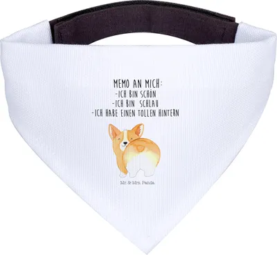 Produktbild von Mr. & Mrs. Panda Halstuch Corgi Po - Weiß - Geschenk, Spruch, Sprüche, Bandana für Hunde, Positiv, Tuch, Hund, Motivation, Hunde-Halstuch