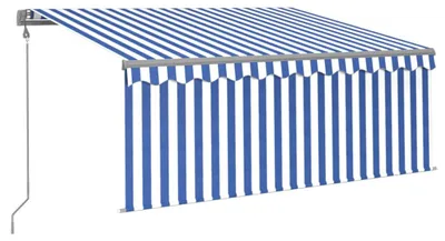 Produktbild von vidaXL Markise Automatisch mit Rollo LED Windsensor 3x2,5m Blau Weiß