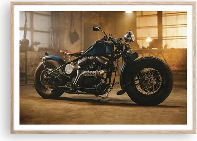 Produktbild von Gerahmtes Poster - Rahmen in heller Eiche - Motorrad Motor - 100x70 cm - Wand Bild - Wanddeko - Wandbilder - Kunstposter - Wandposter - Bilderrahmen - Bilder - Kunstdruck - Wandbild - P2NAA100x70-4233