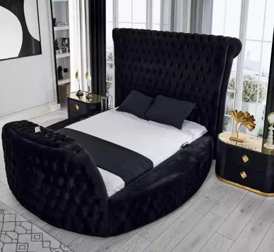 Produktbild von Rund Bett Chesterfield mit Lift Schrank Polster Betten Rundbetten Möbel 3tlg.