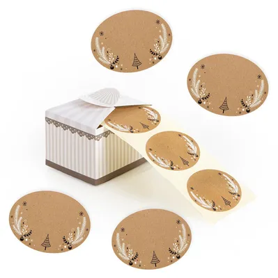 Produktbild von 200 Weihnachtsetiketten zum Beschriften auf Rolle 6 x 4,5 cm oval