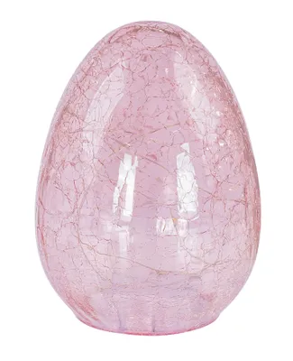 Produktbild von LED Osterei H16cm Rosa Glas Licht mit Timer Dekolampe Tischlampe Stimmungslicht Osterdeko Crackle Look
